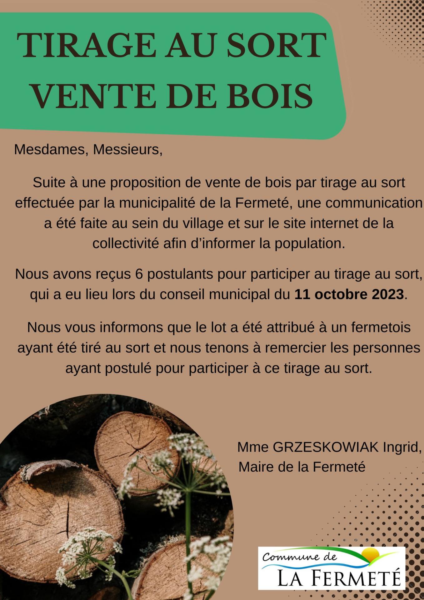 VENTE DE BOIS